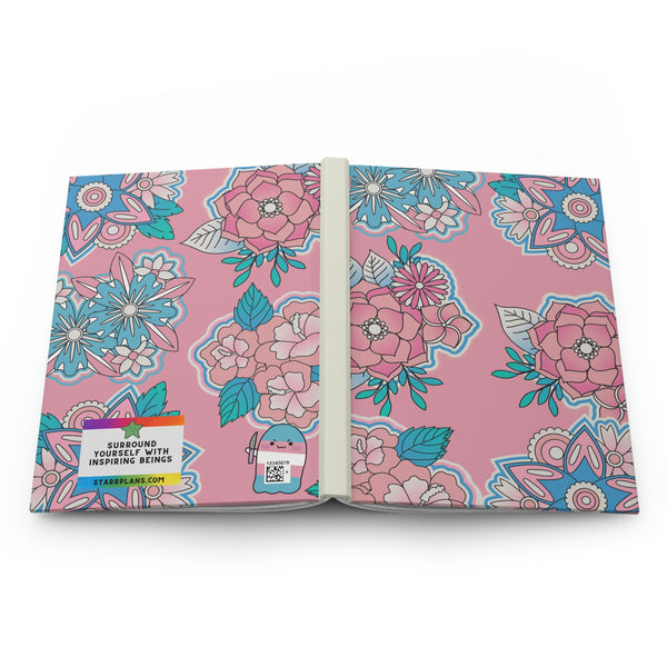 Floral - Trans Flag Colors - PINK - Black Hardcover Journal Matte || Starr Plans Exclusive