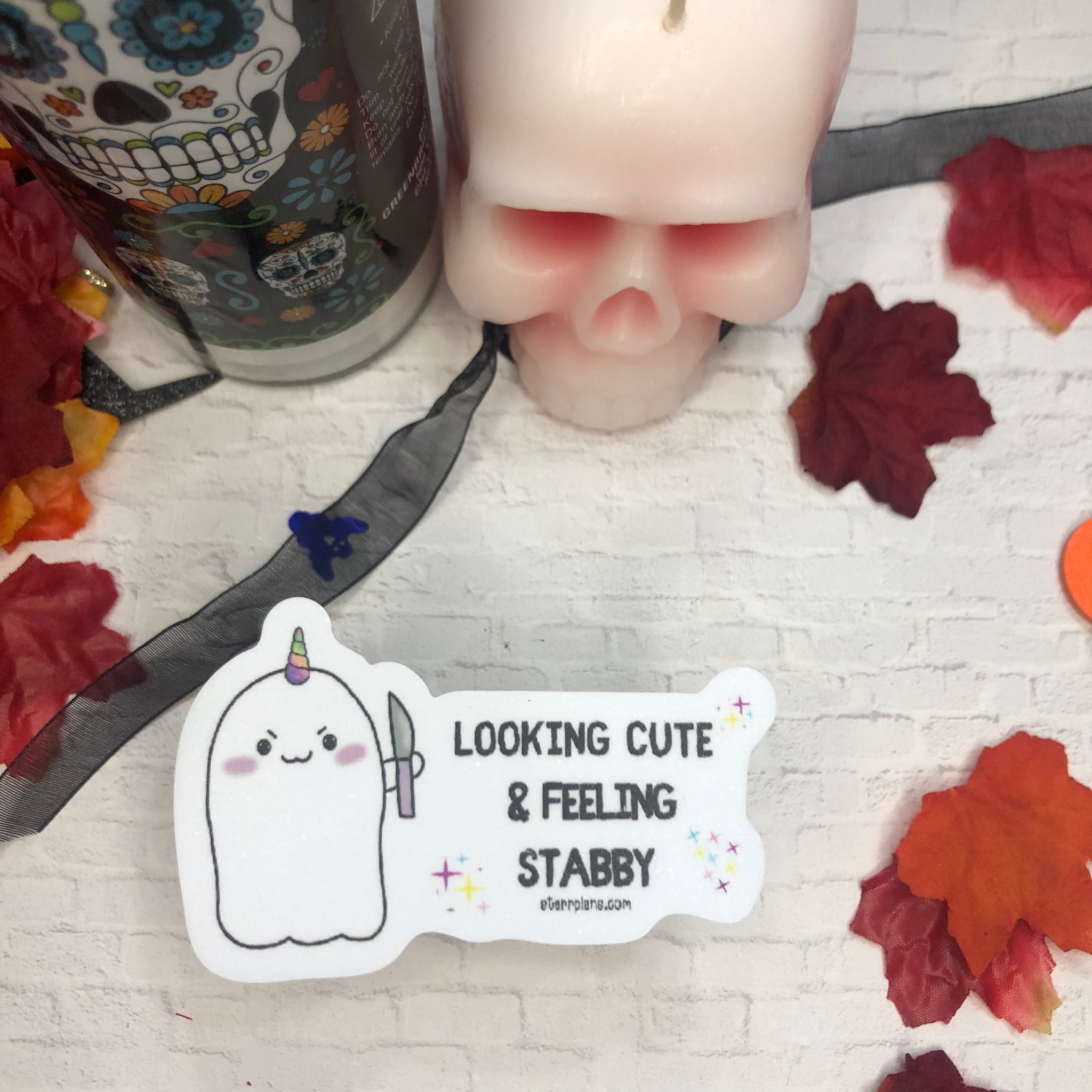 Looking Cute, Feeling Stabby Ft StabbyCorn || Stabby-Corn || Ghost Vinyl Sticker || Starr Plans