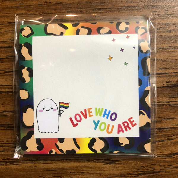Pride Stab*by Ghost LGBTQ+ Flag | Sticky Notes | "Love who you are"
