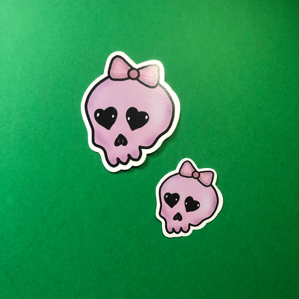 Skully - Spooky Skull with Bow Single Vinyl Sticker