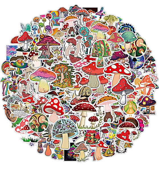 Vinyl Sticker Mix || Kawaii & Trippy Mushrooms || 25 pieces