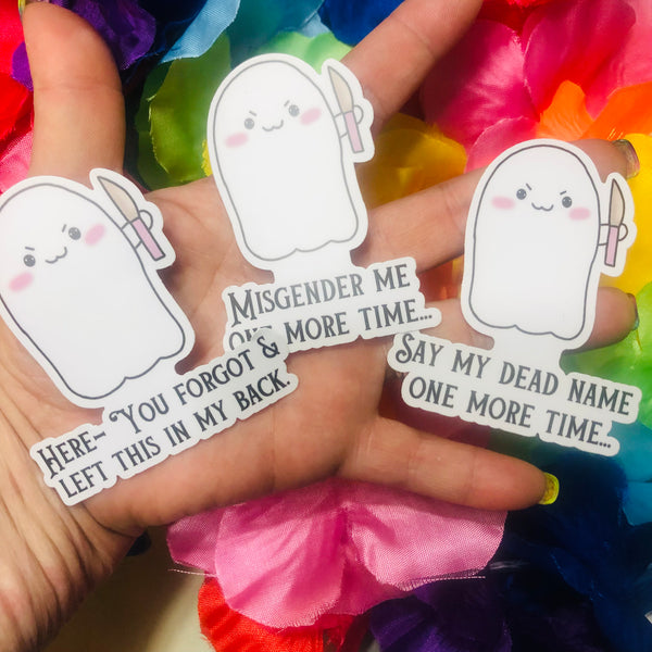 Pride Stabby Ghost Quote Single Vinyl Sticker or Set